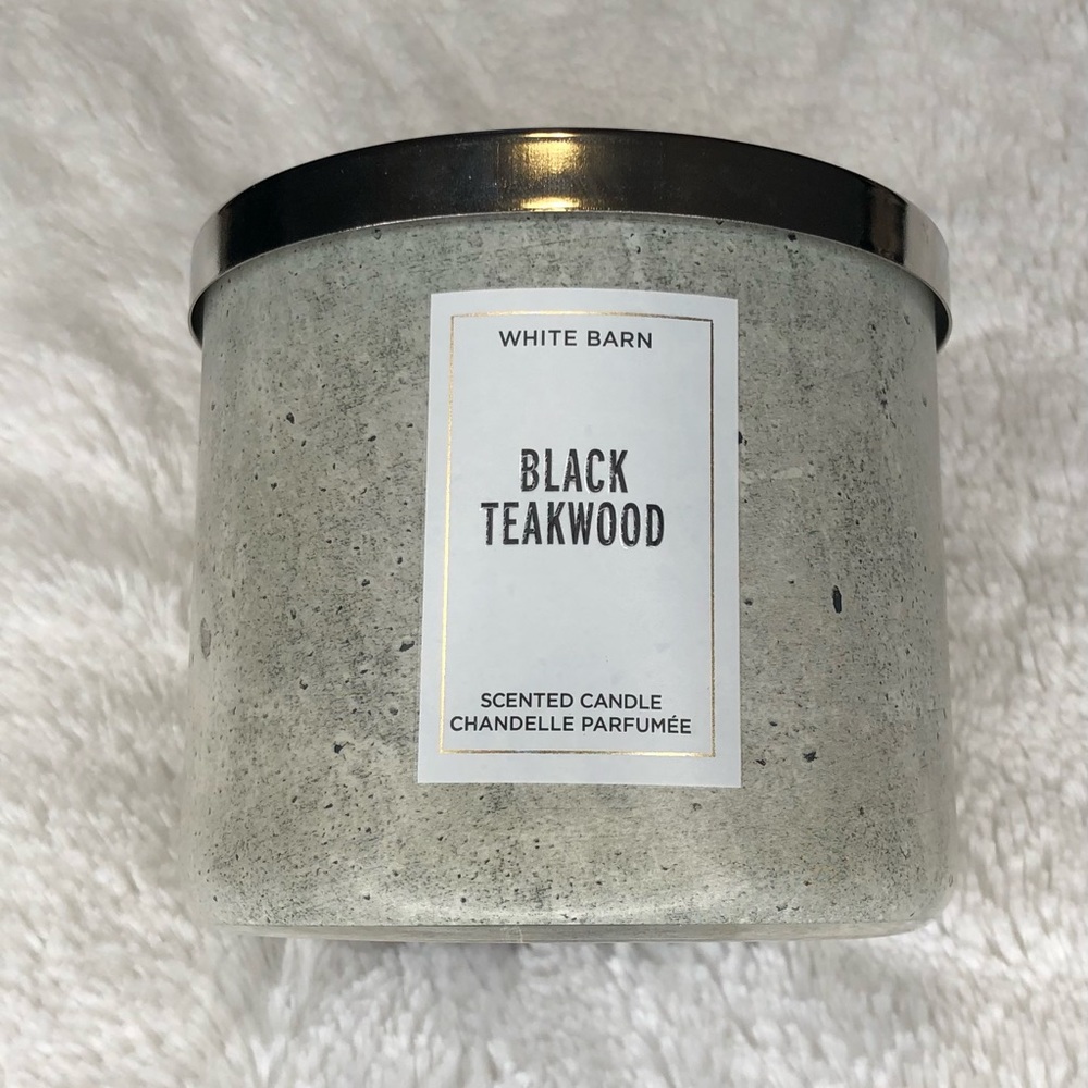 Bath & Bodyworks White Barn Black Teakwood 3-Wick Candle (Never Been Used)